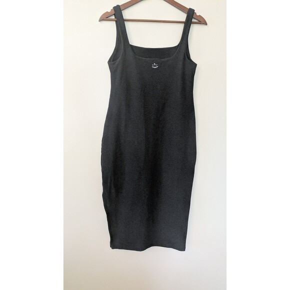 Beyond Yoga Spacedye Icon Midi Dress Darkest Night Black Charcoal Stretch Large - Picture 3 of 10